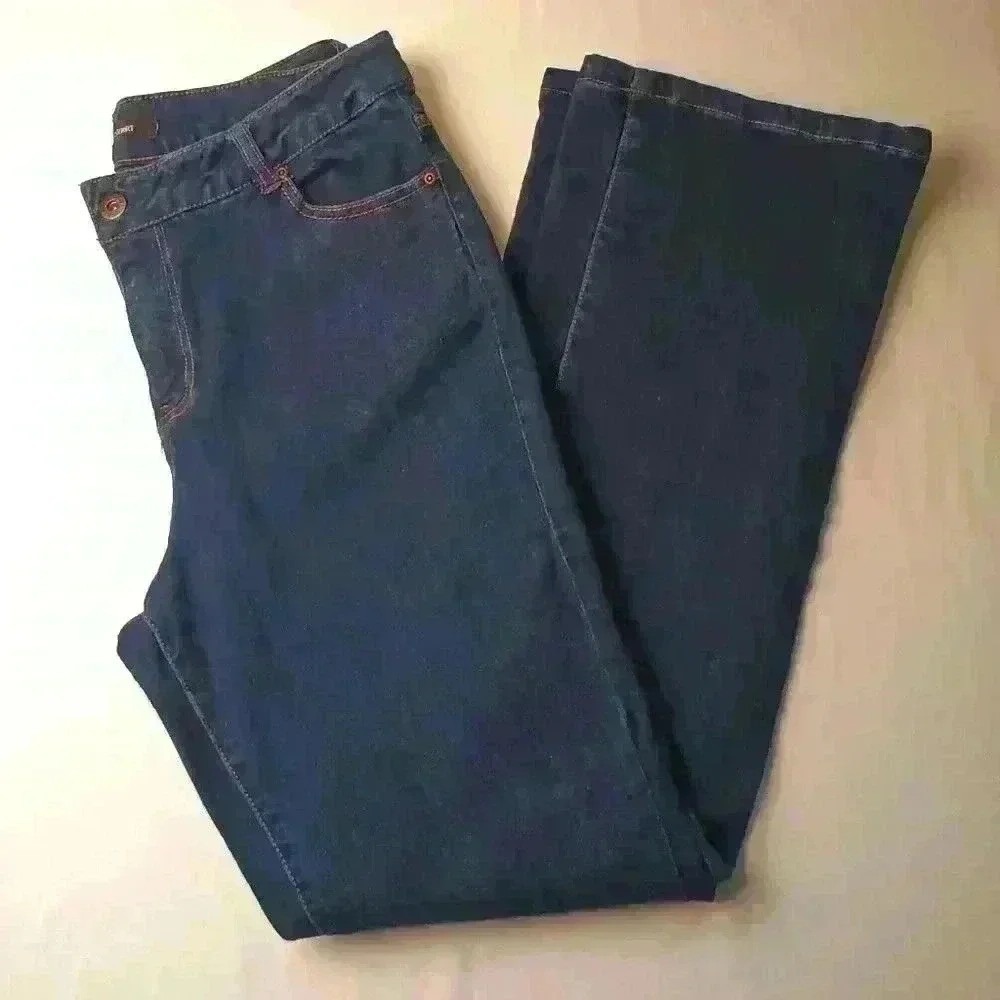 Ashley Stewart Womens High Rise Stretch Bootcut Dark Wash Denim Jeans Size 14